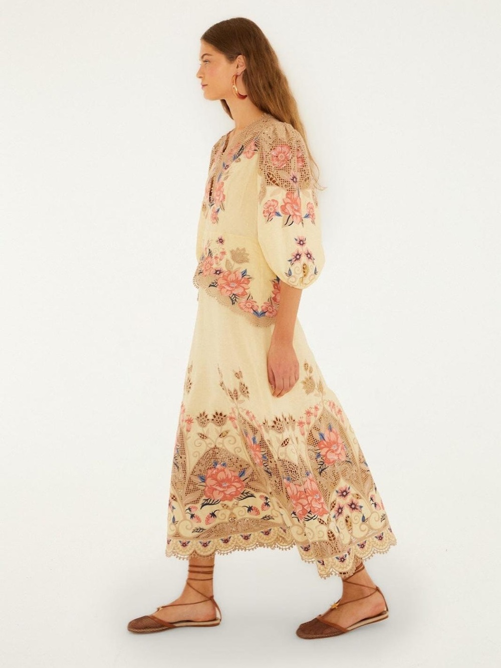 Farm Rio: Butter Yellow Embroidered Midi
Dress - DT - Picture 6 of 9